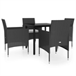 Afuera Living PE Rattan & Powder-Coated Steel Garden Dining Set in Black