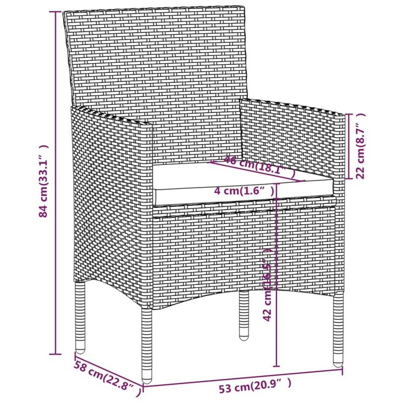 Afuera Living PE Rattan & Powder-Coated Steel Garden Dining Set in Black