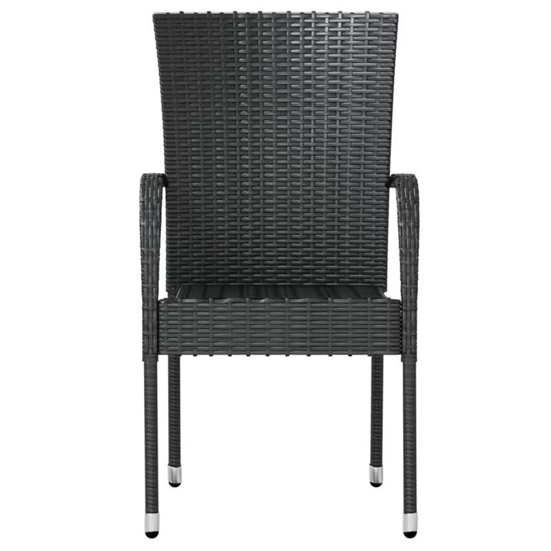 Afuera Living Poly Rattan/Powder-Coated Steel Garden Dining Set in Black