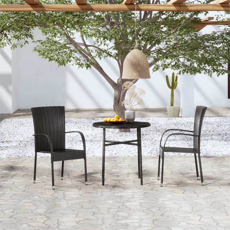 Afuera Living Poly Rattan/Powder-Coated Steel Garden Dining Set in Black