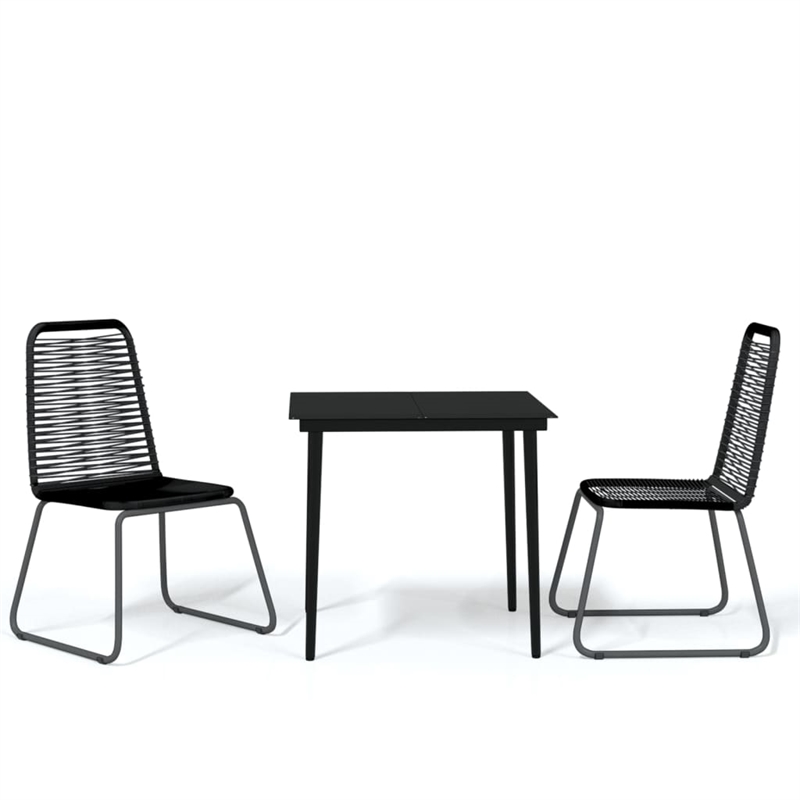 Afuera Living Powder-Coated Steel & PE Rattan Garden Dining Set in Black