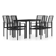 Afuera Living Powder-Coated Steel & PVC Hollow Rattan Dining Set in Black