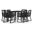 Afuera Living Powder-Coated Steel 7 Piece Set Durable Dining Set in Black