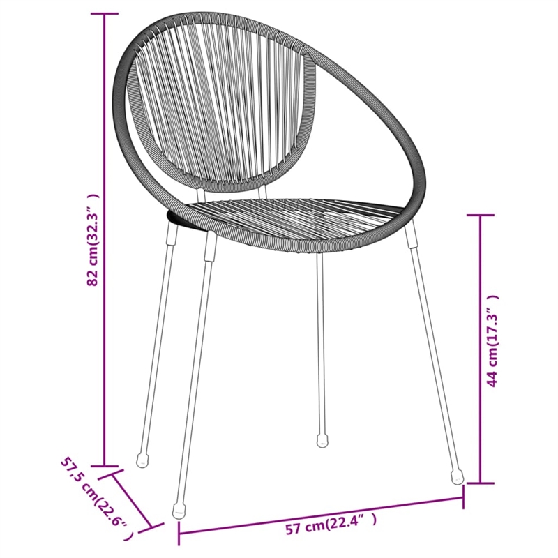 Afuera Living Powder-Coated Steel & PVC Rattan Medium Dining Set in Black