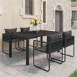 Afuera Living PVC Rattan/Powder-Coated Steel/Aluminum Dining Set in Black