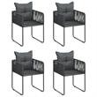 Afuera Living PVC Rattan/Powder-Coated Steel/Aluminum Dining Set in Black