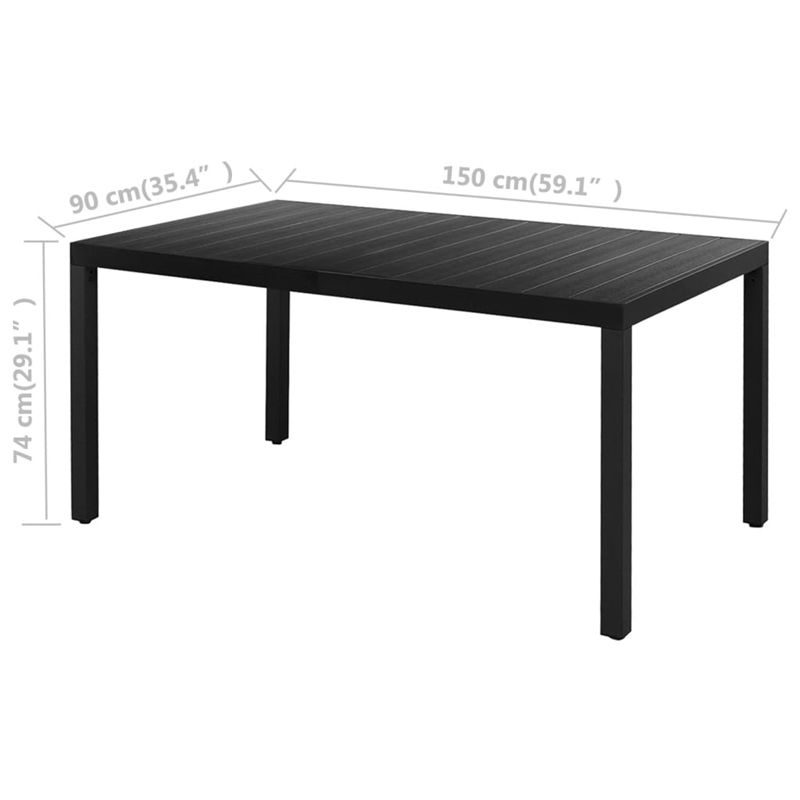 Afuera Living PVC Rattan/Powder-Coated Steel/Aluminum Dining Set in Black