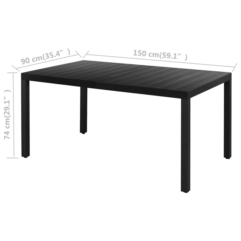 Afuera Living PVC Rattan/Powder-Coated Steel/Aluminum Dining Set in Black