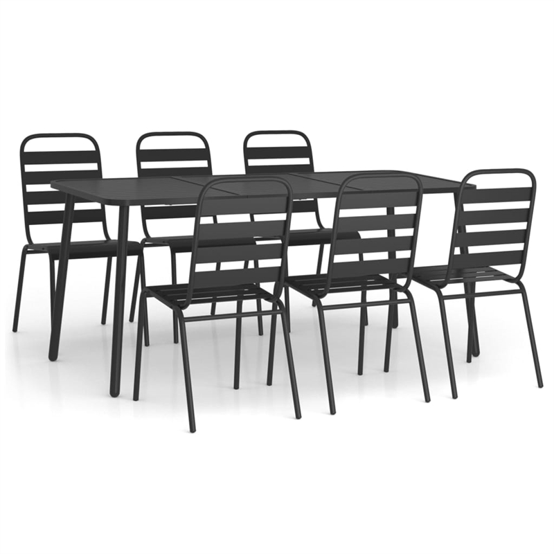 Afuera Living Steel Medium Stackable Garden Dining Set in Anthracite/Gray