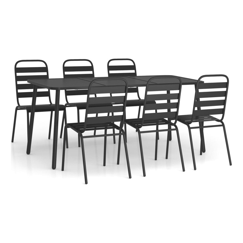 Afuera Living Steel Medium Stackable Garden Dining Set in Anthracite/Gray