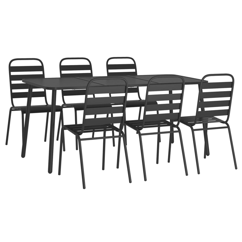 Afuera Living Steel Medium Stackable Garden Dining Set in Anthracite/Gray