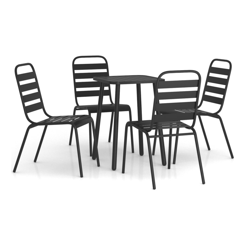 Afuera Living Steel Medium Stackable Garden Dining Set in Anthracite/Gray