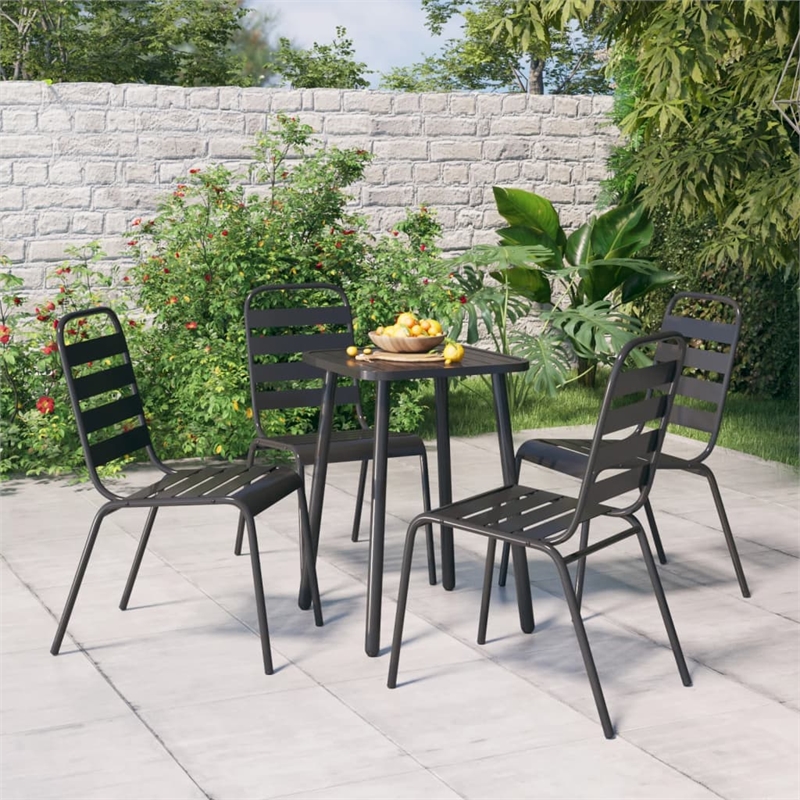 Afuera Living Steel Medium Stackable Garden Dining Set in Anthracite/Gray