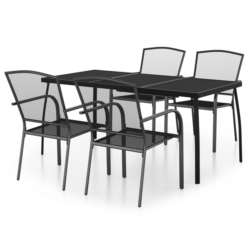 Afuera Living Steel Medium Stackable Garden Dining Set in Anthracite/Gray