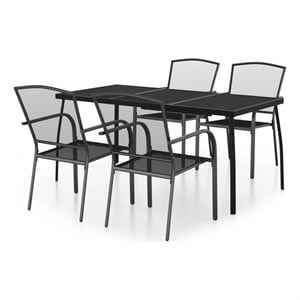 Afuera Living Steel Medium Stackable Garden Dining Set in Anthracite/Gray