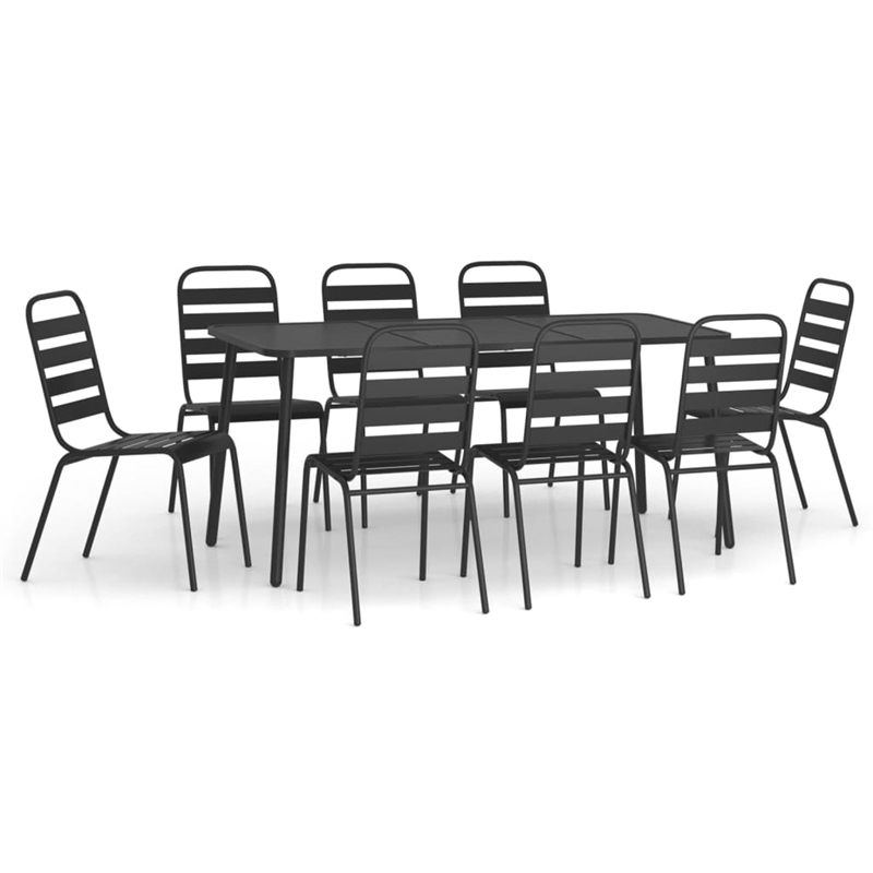 Afuera Living Steel Medium Stackable Garden Dining Set in Anthracite/Gray