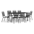Afuera Living Steel Medium Stackable Garden Dining Set in Anthracite/Gray