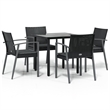 Afuera Living Poly Rattan/Steel/Tempered Glass Garden Dining Set in Black