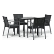 Afuera Living Poly Rattan/Steel/Tempered Glass Garden Dining Set in Black