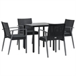 Afuera Living Poly Rattan/Steel/Tempered Glass Garden Dining Set in Black
