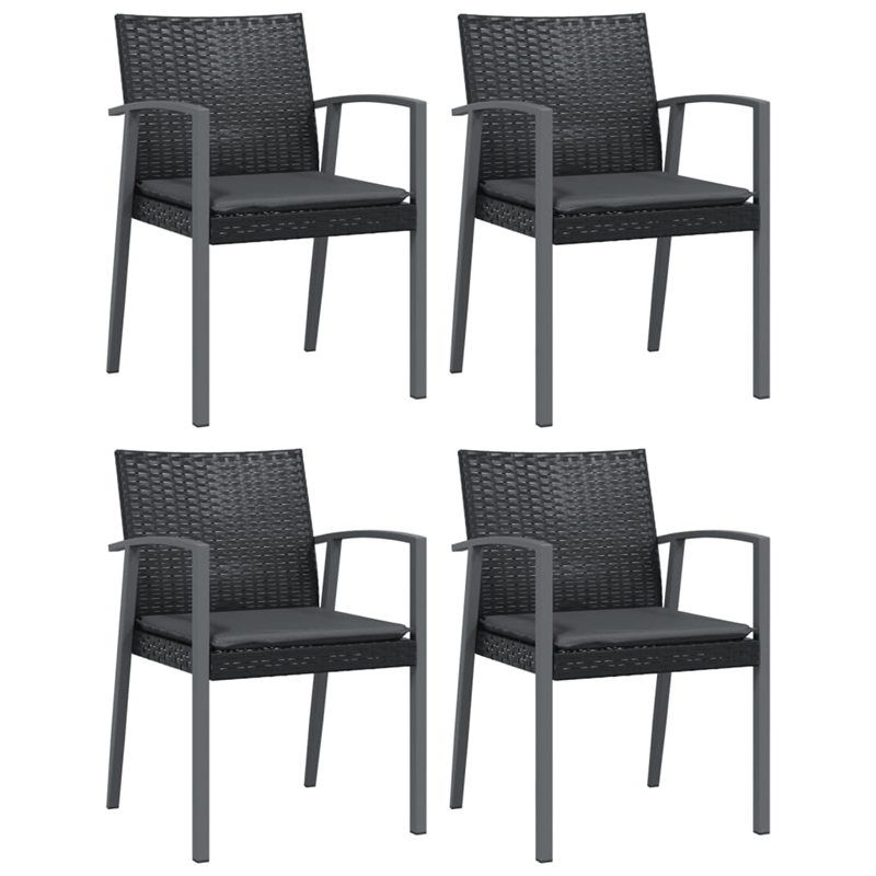 Afuera Living Poly Rattan/Steel/Tempered Glass Garden Dining Set in Black