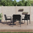 Afuera Living Poly Rattan/Steel/Tempered Glass Garden Dining Set in Black