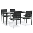 Afuera Living Poly Rattan/Steel/Tempered Glass Garden Dining Set in Black