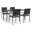 Afuera Living Poly Rattan/Steel/Tempered Glass Garden Dining Set in Black