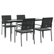 Afuera Living Poly Rattan/Steel/Tempered Glass Garden Dining Set in Black