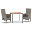 Afuera Living PE Rattan Compact Adjustable Armrests Garden Dining Set in Gray