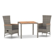 Afuera Living PE Rattan Compact Adjustable Armrests Garden Dining Set in Gray