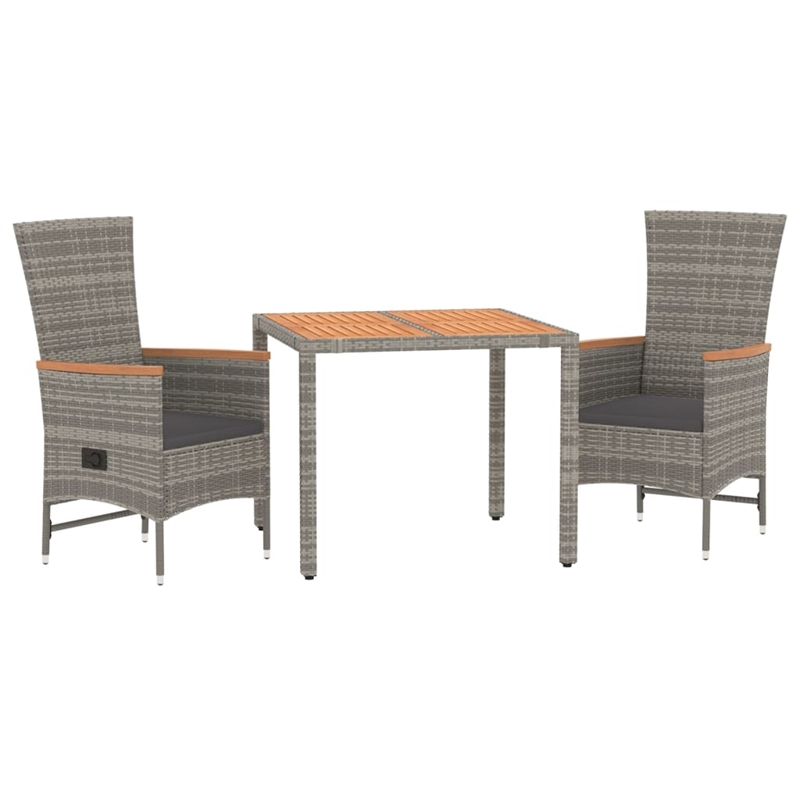 Afuera Living PE Rattan Compact Adjustable Armrests Garden Dining Set in Gray