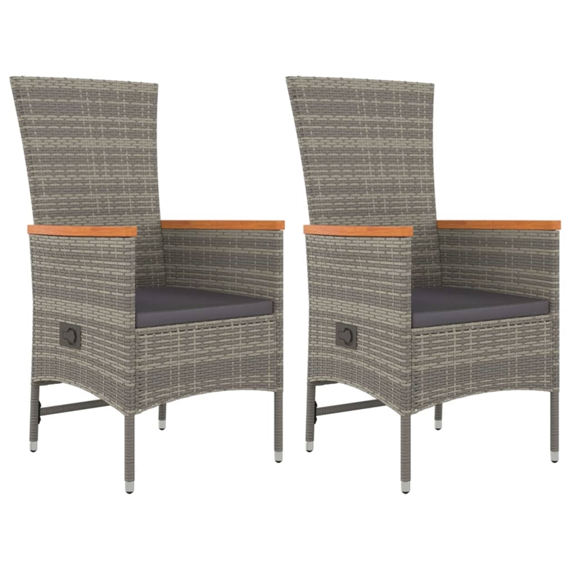 Afuera Living PE Rattan Compact Adjustable Armrests Garden Dining Set in Gray