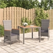 Afuera Living PE Rattan Compact Adjustable Armrests Garden Dining Set in Gray
