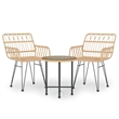Afuera Living Poly Rattan & Tempered Glass Compact Garden Dining Set in Black