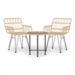 Afuera Living Poly Rattan & Tempered Glass Compact Garden Dining Set in Black