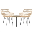 Afuera Living Poly Rattan & Tempered Glass Compact Garden Dining Set in Black