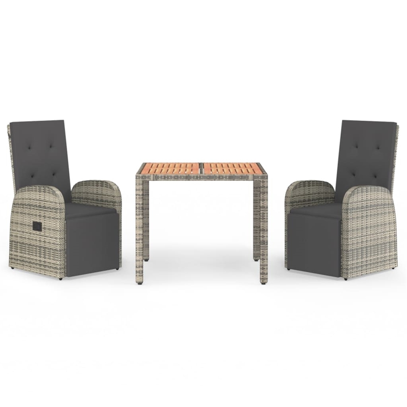 Afuera Living PE Rattan Medium Adjustable Footrests Garden Dining Set in Gray