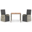 Afuera Living PE Rattan Medium Adjustable Footrests Garden Dining Set in Gray