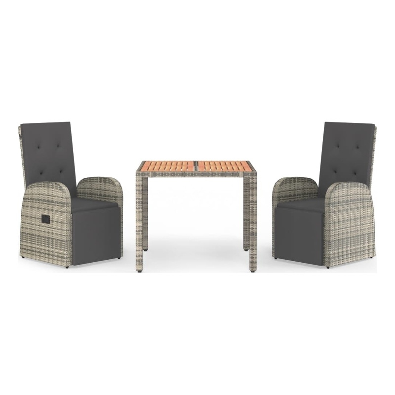 Afuera Living PE Rattan Medium Adjustable Footrests Garden Dining Set in Gray