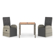Afuera Living PE Rattan Medium Adjustable Footrests Garden Dining Set in Gray