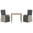 Afuera Living PE Rattan Medium Adjustable Footrests Garden Dining Set in Gray