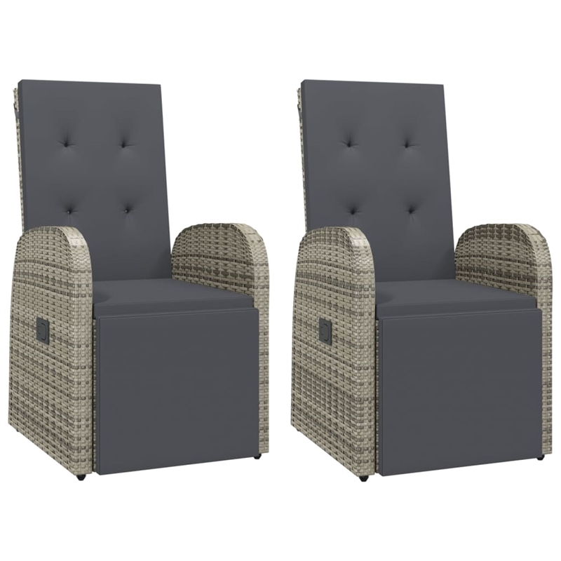Afuera Living PE Rattan Medium Adjustable Footrests Garden Dining Set in Gray