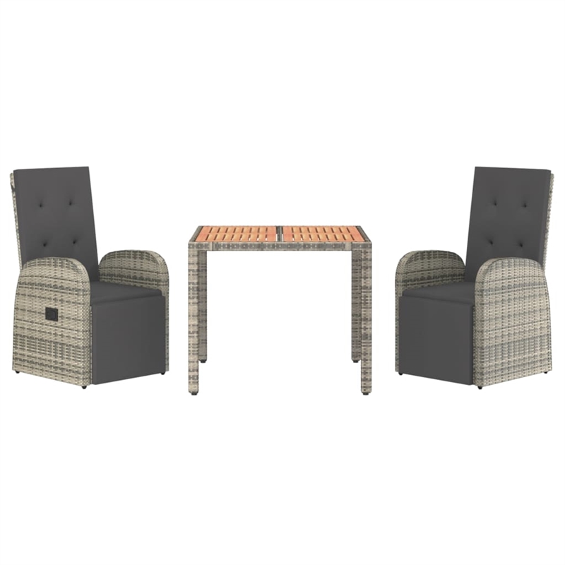 Afuera Living PE Rattan Medium Adjustable Footrests Garden Dining Set in Gray