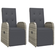 Afuera Living PE Rattan Medium Adjustable Footrests Garden Dining Set in Gray