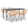 Afuera Living Polyethylene Rattan & Tempered Glass Garden Dining Set in Black