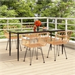 Afuera Living Polyethylene Rattan & Tempered Glass Garden Dining Set in Black