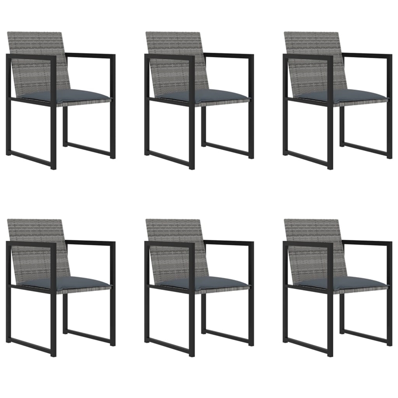 Afuera Living Poly Rattan 7 Piece Removable Covers Outdoor Dining Set in Gray