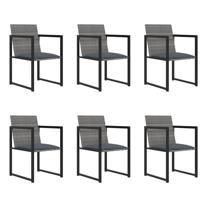 Afuera Living Poly Rattan 7 Piece Removable Covers Outdoor Dining Set in Gray