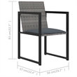 Afuera Living Poly Rattan 7 Piece Removable Covers Outdoor Dining Set in Gray